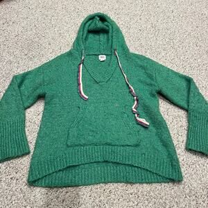 BDG Long Sleeve Knit Hooded Sweater Sz S Green Casual Lightweight